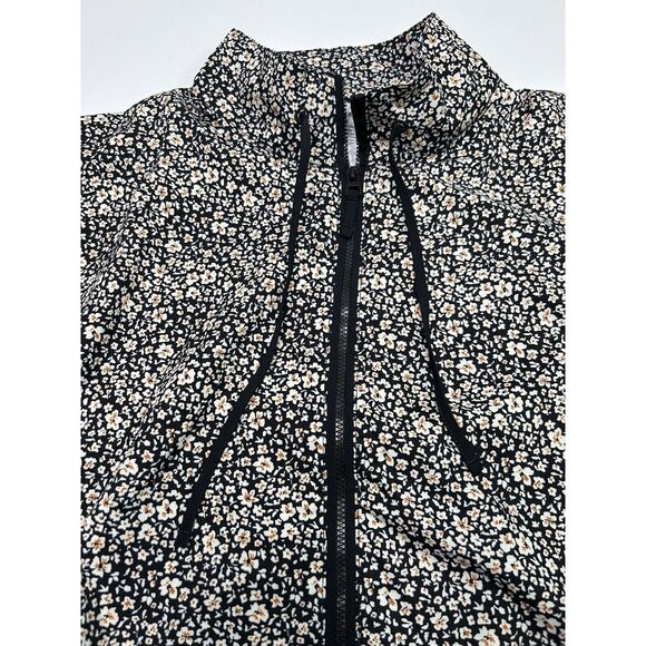 Summersalt The On-The-Go Zip-Up Jacket Women's Small Black White Floral Print - Picture 2 of 16